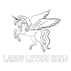 Online izdelana pobarvanka - Pobarvanka imena LANOV LETEČI KONJ in lepa pobarvanka samoroga