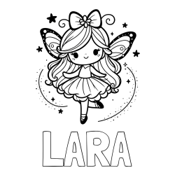 Online izdelana pobarvanka - Pobarvanka imena LARA in ljubka čarobna vila
