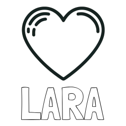 Online izdelana pobarvanka - Pobarvanka imena LARA in pobarvanka lepega srčka