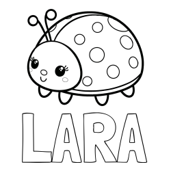 Online izdelana pobarvanka - Pobarvanka imena LARA in pobarvanka ljubke pikapolonice