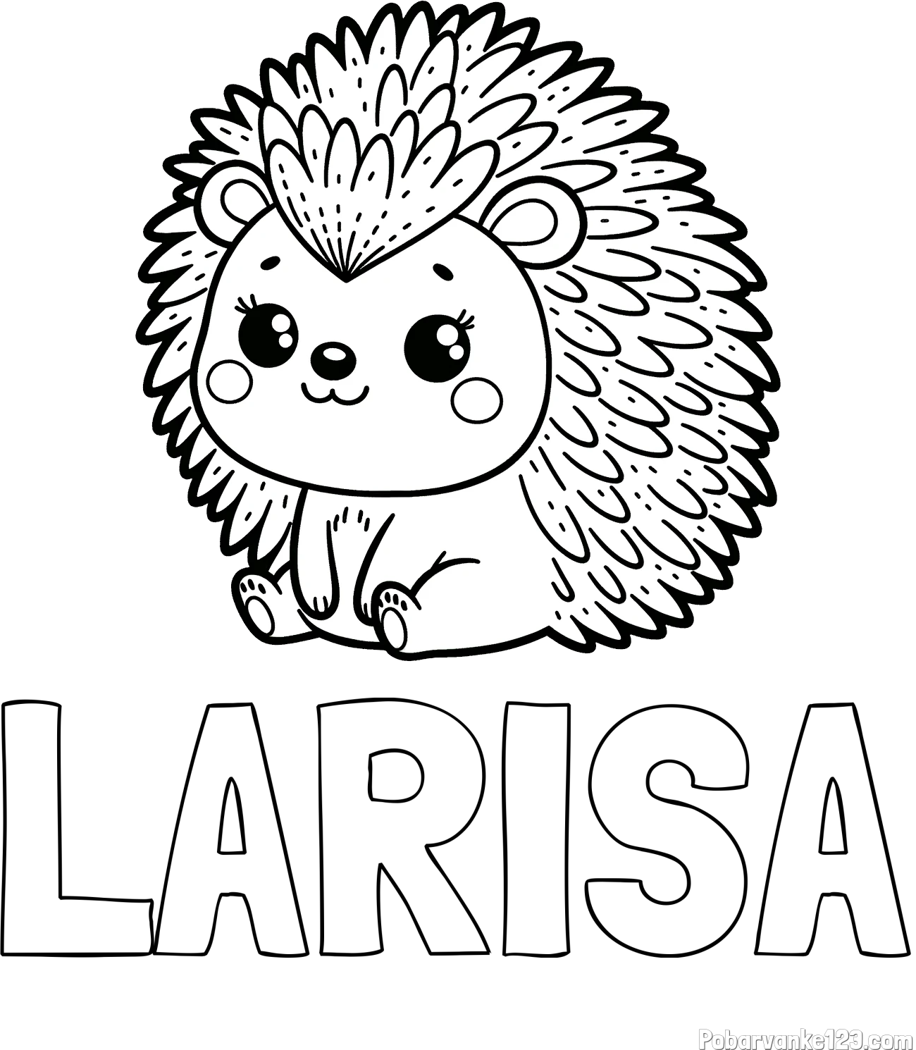 Pobarvanka imena LARISA in pobarvanka nasmejanega ježka