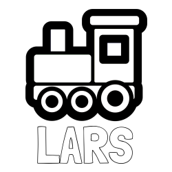 Online izdelana pobarvanka - Pobarvanka imena LARS in otroška pobarvanka lokomotive