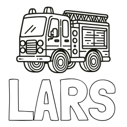 Online izdelana pobarvanka - Pobarvanka imena LARS in pobarvanka gasilskega avtomobila
