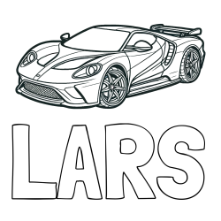 Online izdelana pobarvanka - Pobarvanka imena LARS in Športni avtomobil