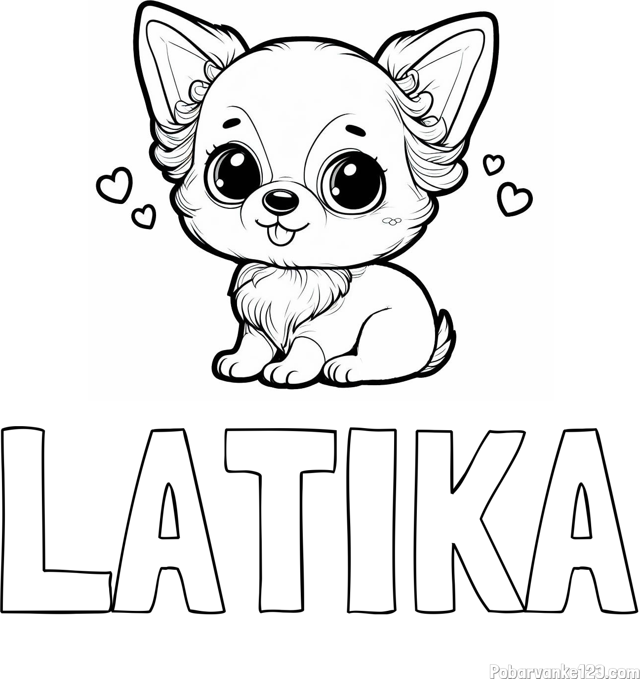 Pobarvanka imena LATIKA in pobarvanka čivave