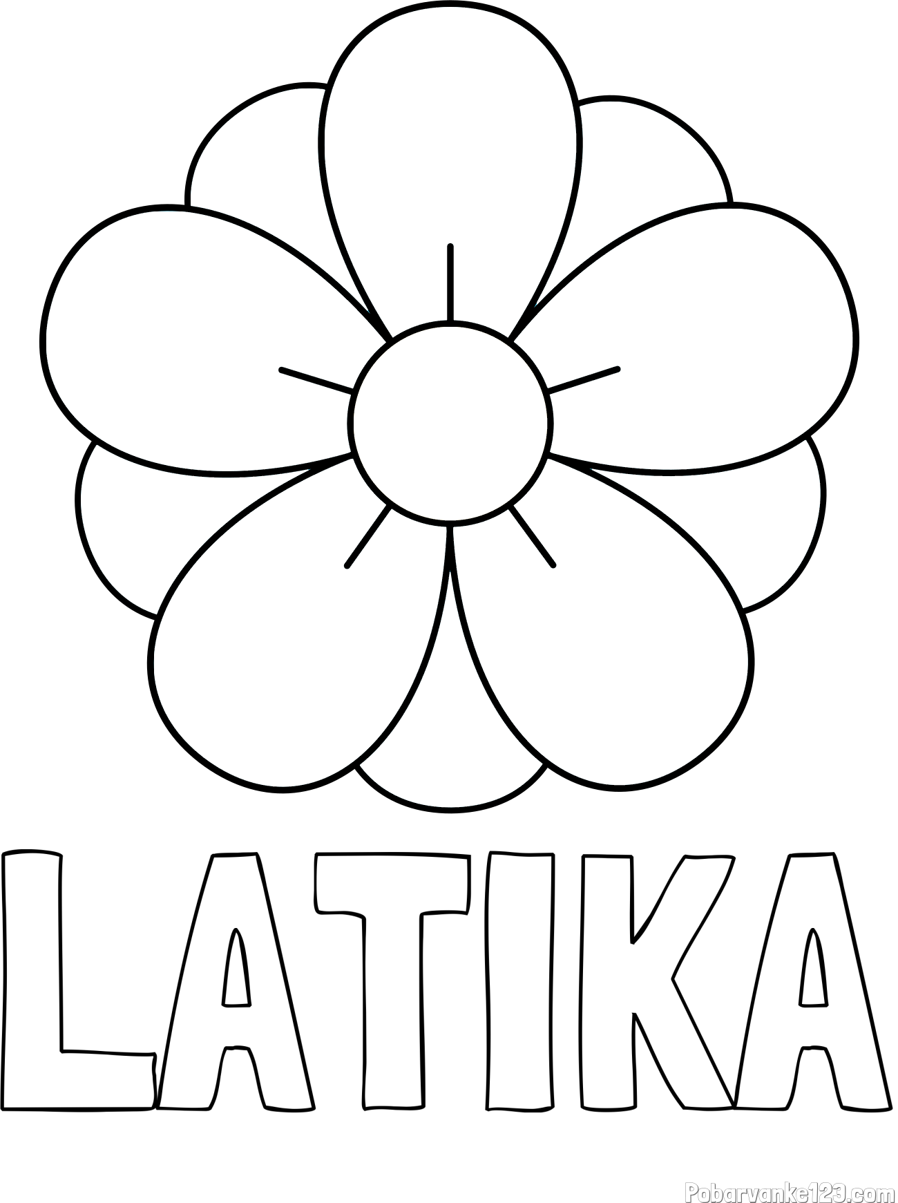 Pobarvanka imena LATIKA in pobarvanka lepega cveta