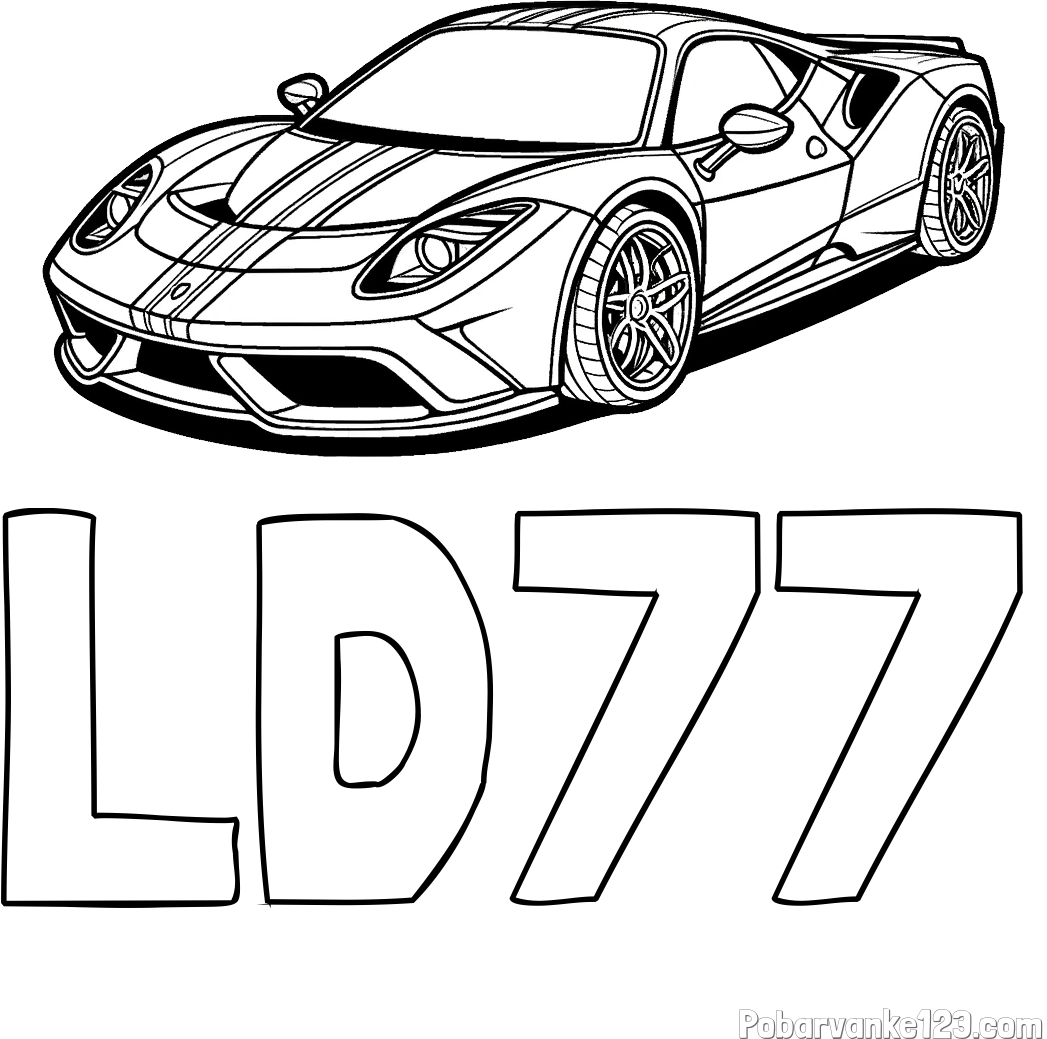 Pobarvanka imena LD77 in pobarvanka čudovitega športnega avtomobila