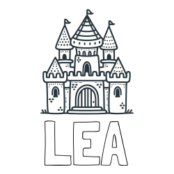 Online izdelana pobarvanka - Pobarvanka imena LEA in otroška pobarvanka gradu