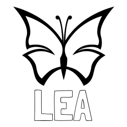 Online izdelana pobarvanka - Pobarvanka imena LEA in otroška pobarvanka metulja