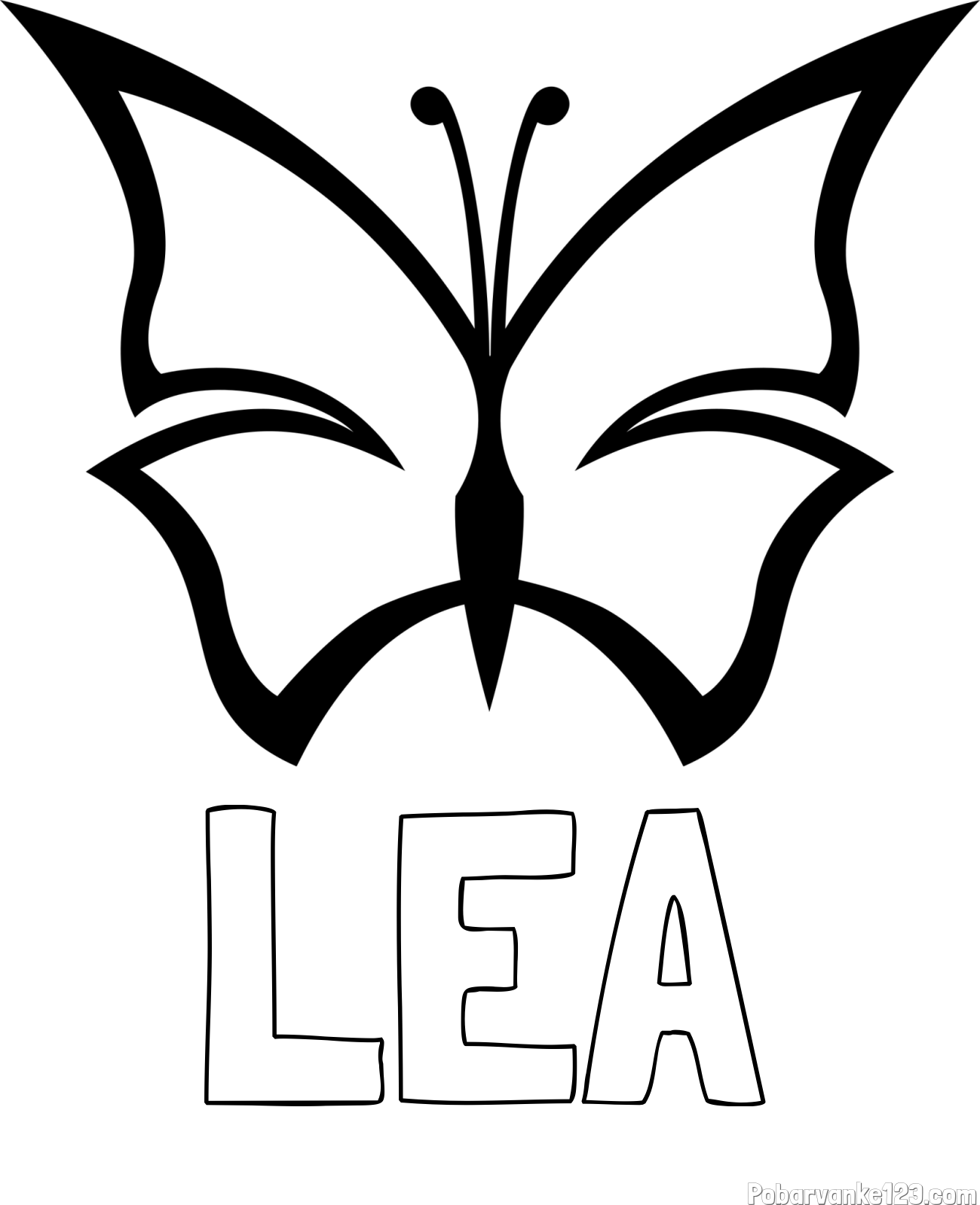 Pobarvanka imena LEA in otroška pobarvanka metulja