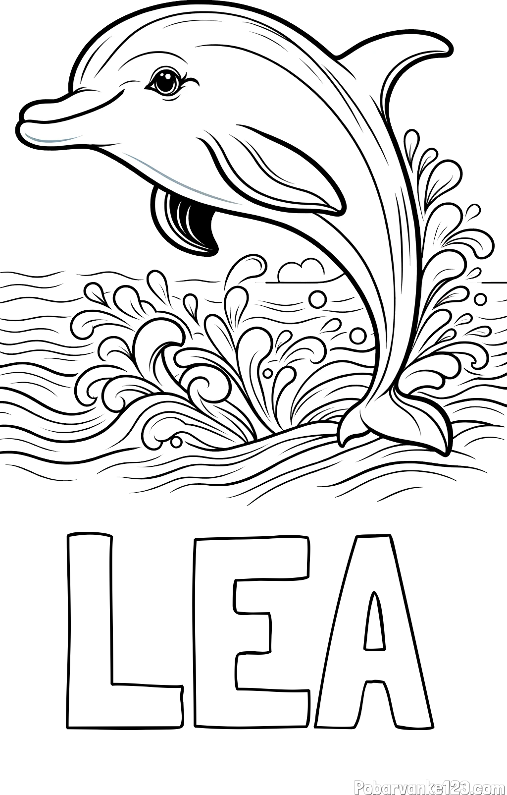 Pobarvanka imena LEA in pobarvanka ljubkega delfina