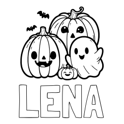 Online izdelana pobarvanka - Pobarvanka imena LENA in pobarvanka duhca in buč za noč čarovnic