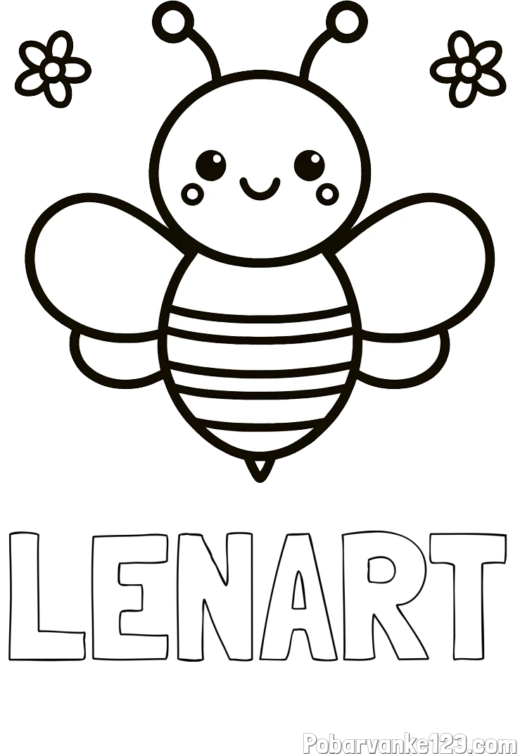 Pobarvanka imena LENART in otroška pobarvanka čebele
