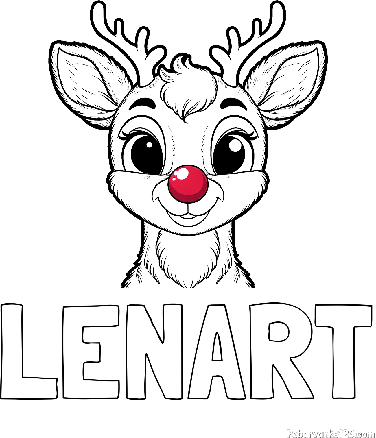 Pobarvanka imena LENART in otroška pobarvanka simpatičnega jelenčka Rudolfa