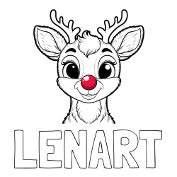 Online izdelana pobarvanka - Pobarvanka imena LENART in otroška pobarvanka simpatičnega jelenčka Rudolfa
