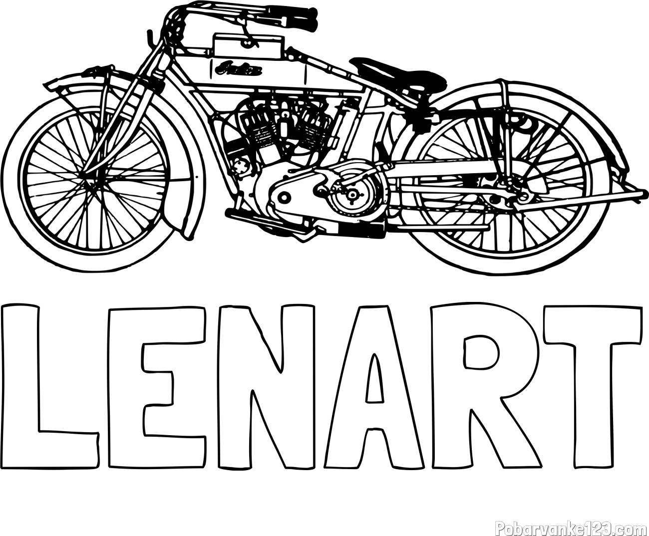 Pobarvanka imena LENART in pobarvanka starega motorja