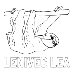 Online izdelana pobarvanka - Pobarvanka imena LENIVEC LEA in pobarvanka lenivca