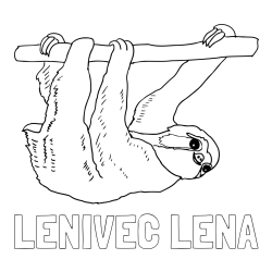 Online izdelana pobarvanka - Pobarvanka imena LENIVEC LENA in pobarvanka lenivca