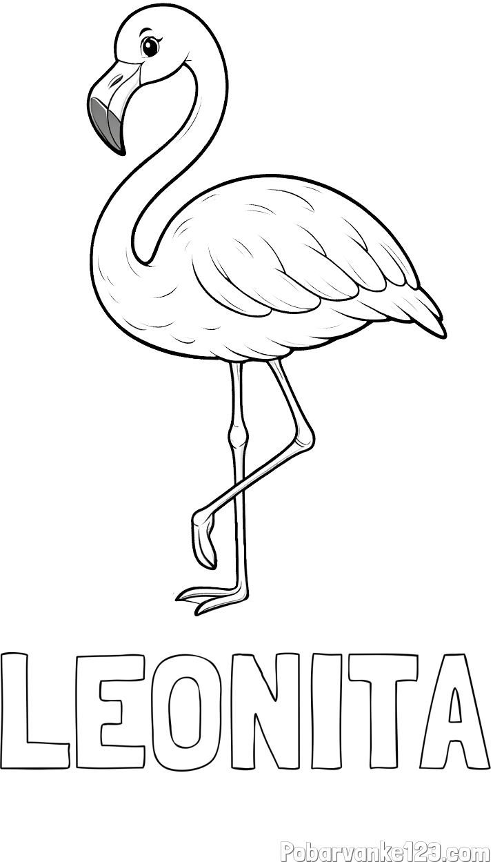 Pobarvanka imena LEONITA in pobarvanka flaminga