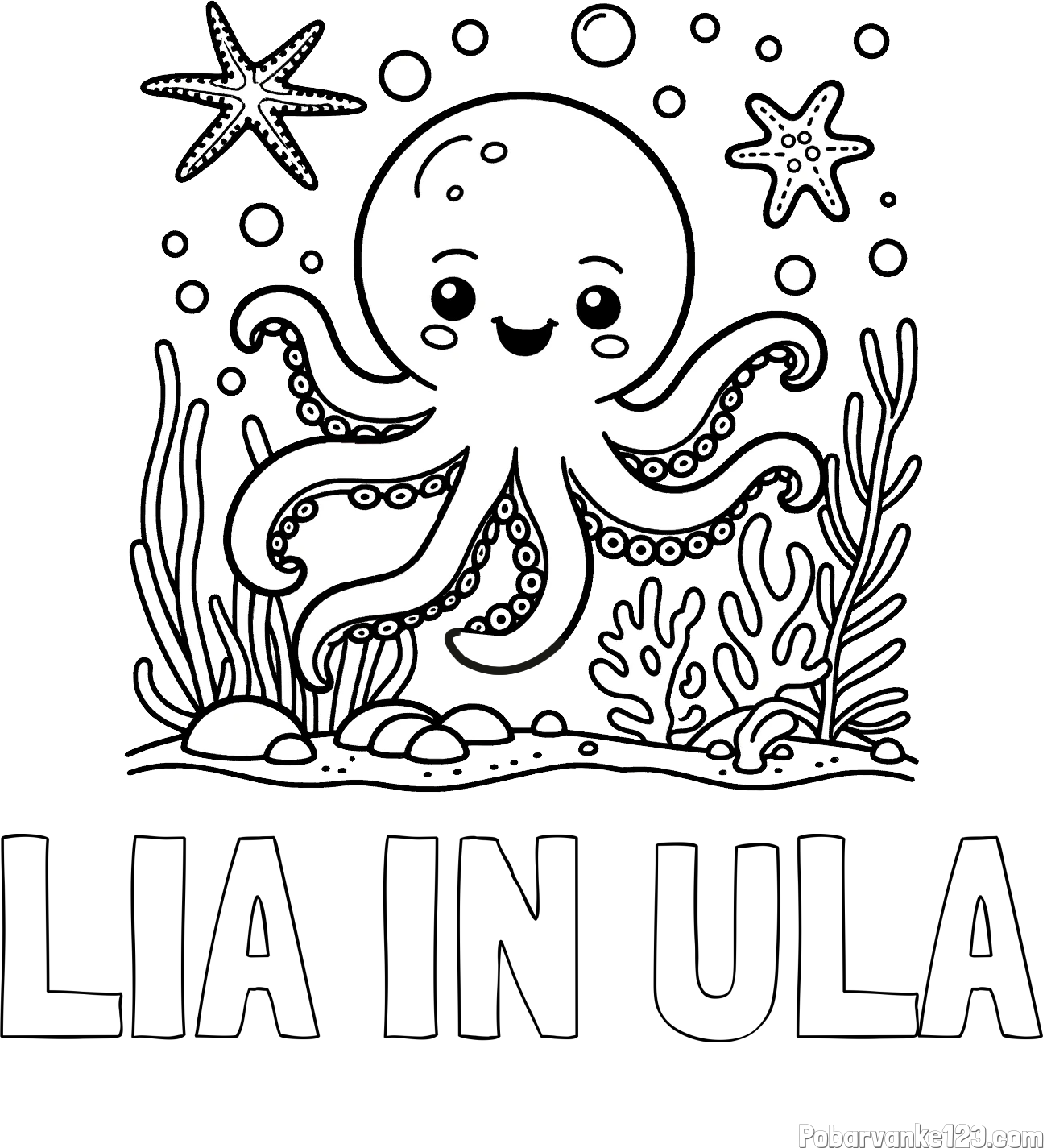Pobarvanka imena LIA IN ULA in pobarvanka hobotnice