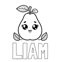 Online izdelana pobarvanka - Pobarvanka imena LIAM in pobarvanka hruške