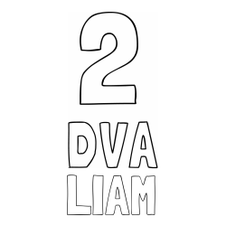 Online izdelana pobarvanka - Pobarvanka imena LIAM in pobarvanka števila dva z zapisom imena