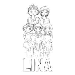 Online izdelana pobarvanka - Pobarvanka imena LINA in anime risani junaki