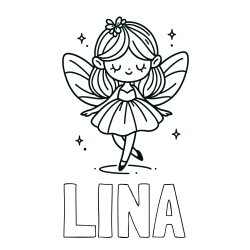Online izdelana pobarvanka - Pobarvanka imena LINA in enostavna pobarvanka čarobne vile