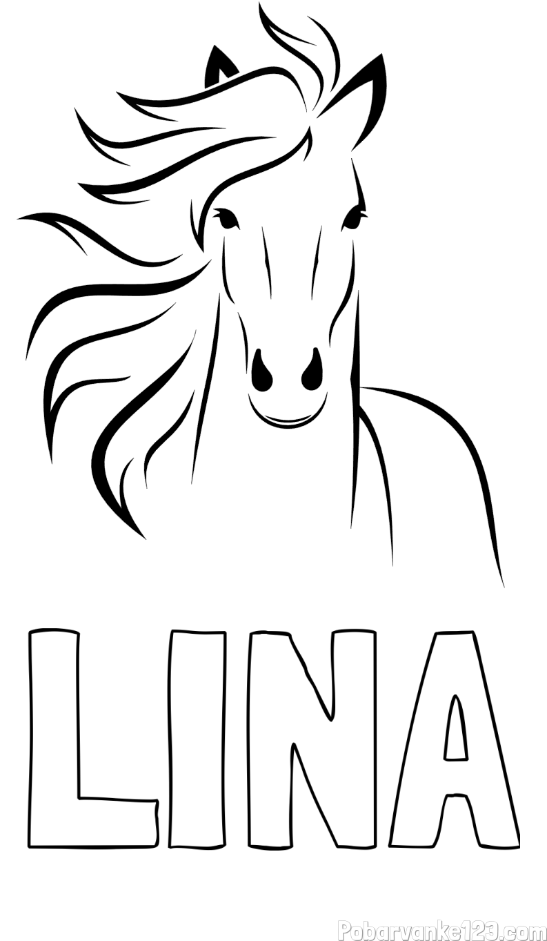 Pobarvanka imena LINA in lepa pobarvanka konja
