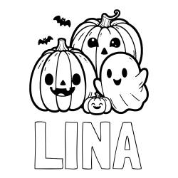 Online izdelana pobarvanka - Pobarvanka imena LINA in pobarvanka duhca in buč za noč čarovnic
