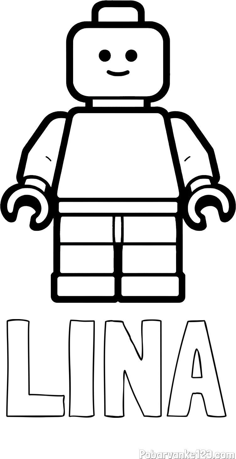 Pobarvanka imena LINA in pobarvanka LEGO figurice fanta