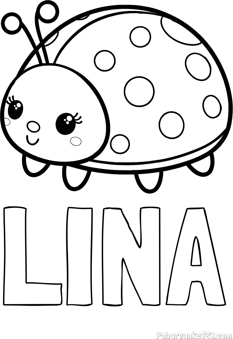 Pobarvanka imena LINA in pobarvanka ljubke pikapolonice