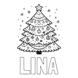 Online izdelana pobarvanka - Pobarvanka imena LINA in pobarvanka novoletne jelke