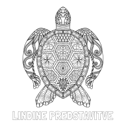 Online izdelana pobarvanka - Pobarvanka imena LINDINE PREDSTAVITVE in pobarvanka želve - mandale