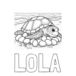 Online izdelana pobarvanka - Pobarvanka imena LOLA in pobarvanka želve na obali