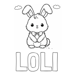 Online izdelana pobarvanka - Pobarvanka imena LOLI in pobarvanka prikupnega zajčka