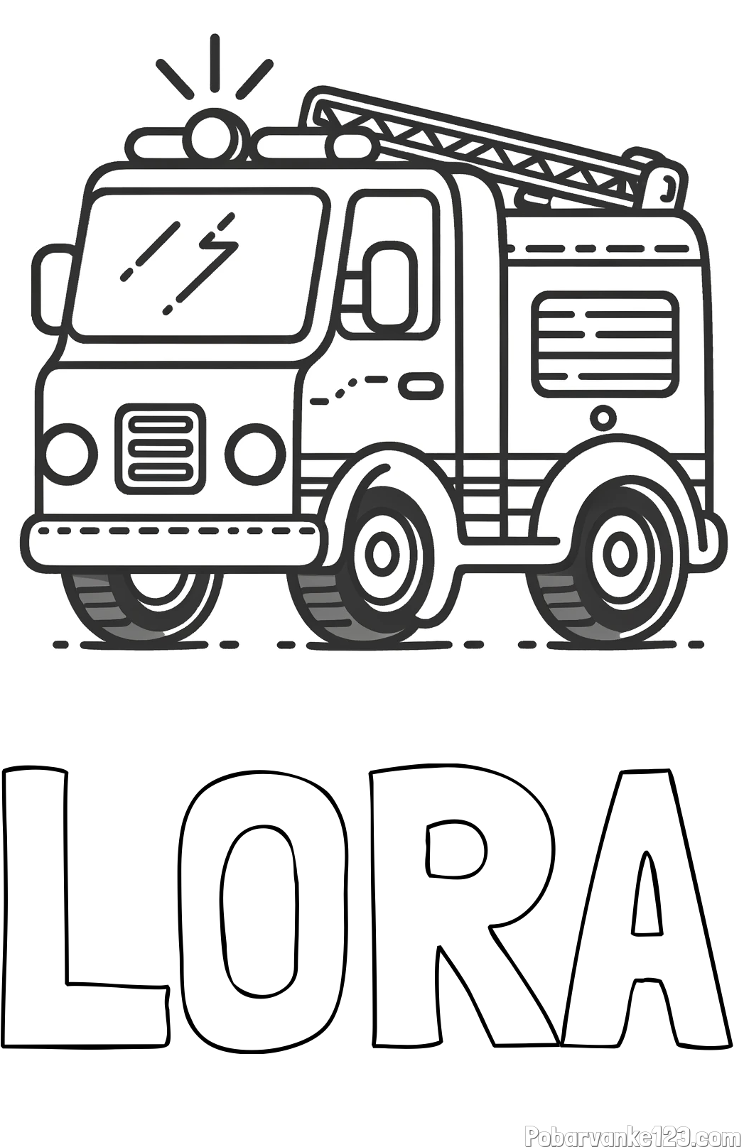 Pobarvanka imena LORA in pobarvanka gasilskega avta z vklopljeno sireno