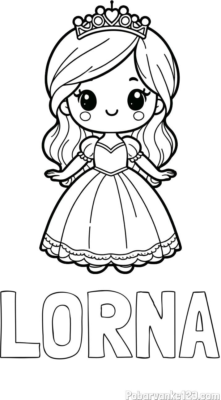 Pobarvanka imena LORNA in pobarvanka ljubke princeske