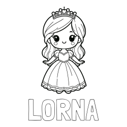 Online izdelana pobarvanka - Pobarvanka imena LORNA in pobarvanka ljubke princeske