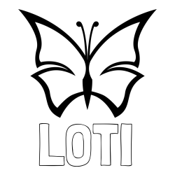 Online izdelana pobarvanka - Pobarvanka imena LOTI in otroška pobarvanka metulja