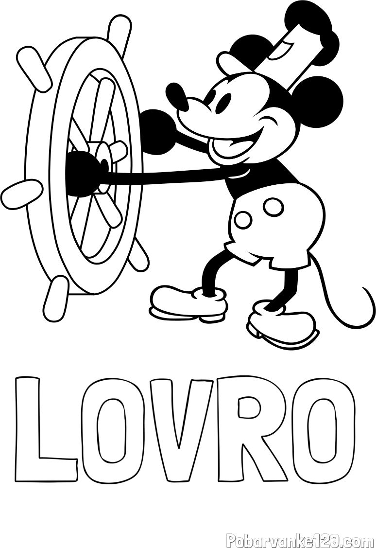 Pobarvanka imena LOVRO in pobarvanka Miki Miške (Mickey Mouse)