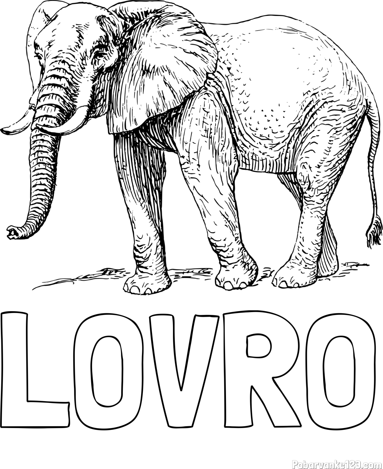 Pobarvanka imena LOVRO in pobarvanka mogočnega slona