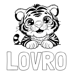 Online izdelana pobarvanka - Pobarvanka imena LOVRO in pobarvanka tigrček