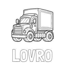 Pobarvanka imena LOVRO in velikega tovornjaka