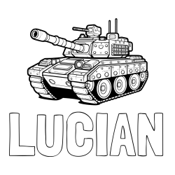 Online izdelana pobarvanka - Pobarvanka imena LUCIAN in pobarvanka tanka