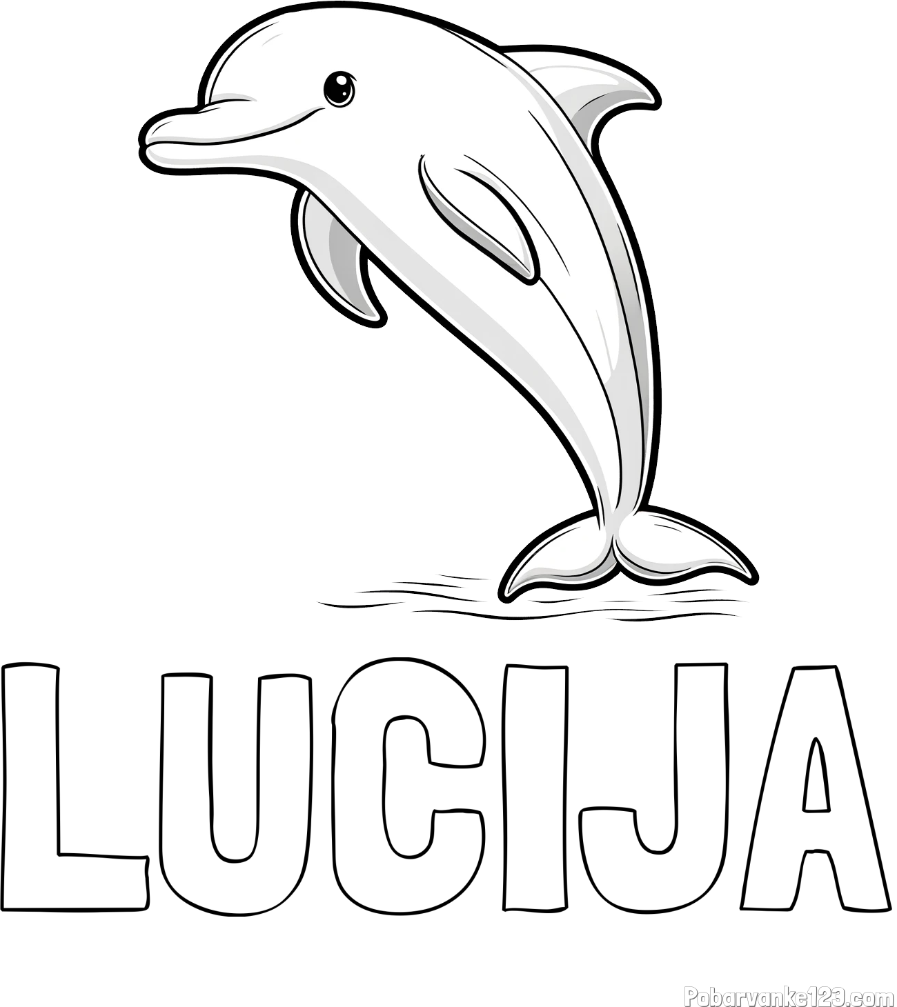 Pobarvanka imena LUCIJA in pobarvanka delfina