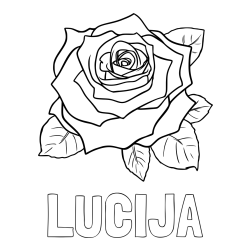 Online izdelana pobarvanka - Pobarvanka imena LUCIJA in pobarvanka vrtnice