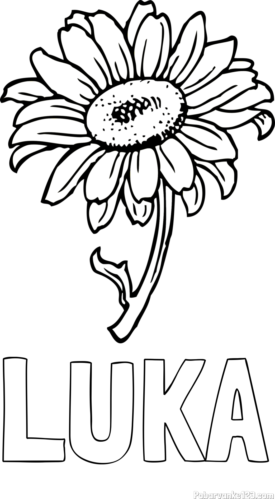 Pobarvanka imena LUKA in pobarvanka lepe sončnice