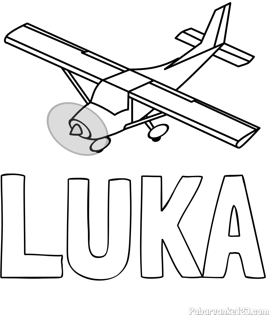 Pobarvanka imena LUKA in pobarvanka letala med letom