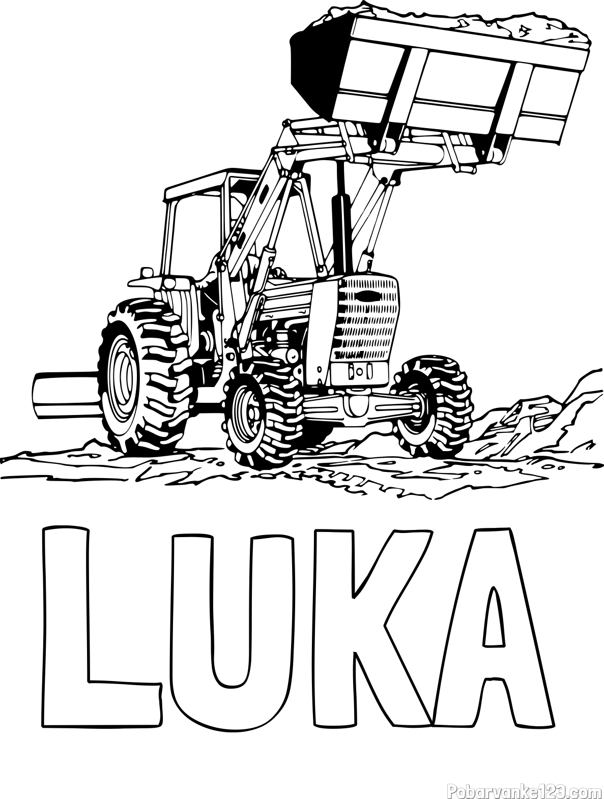 Pobarvanka imena LUKA in pobarvanka traktorja